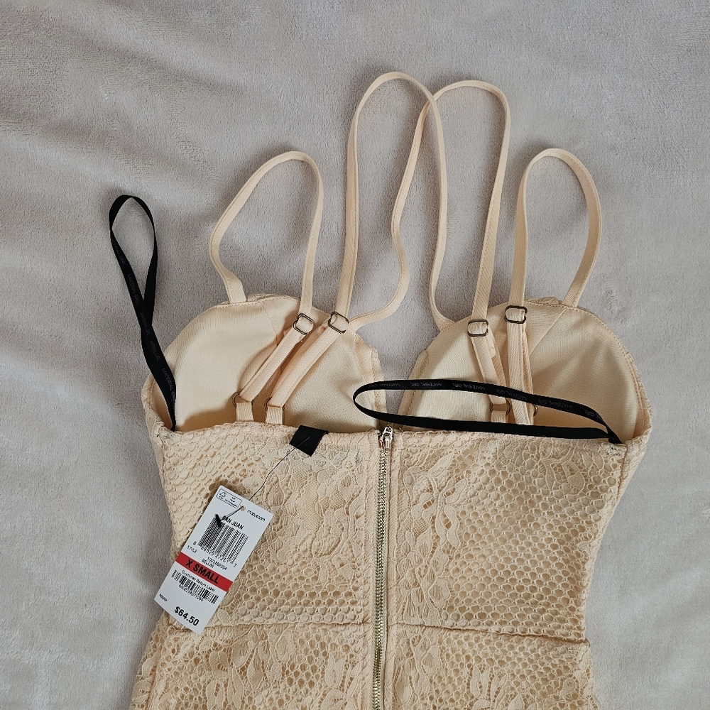 NWT Material Girl Lined Peach Lace Dress - Picture 3 of 6